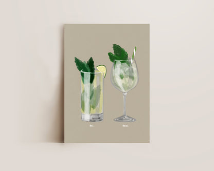 Mojito & Hugo Spritz Couples Drink Print