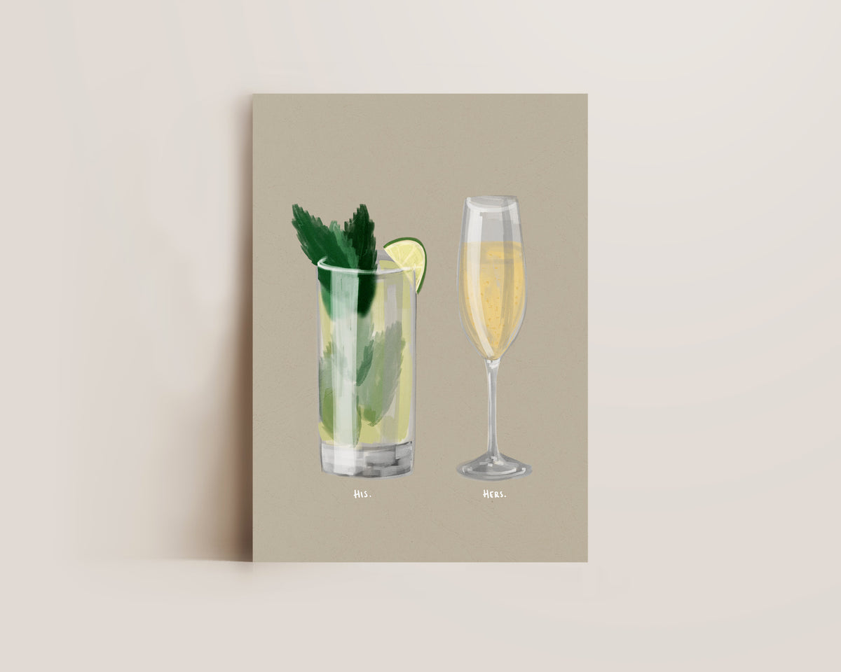 Mojito & Prosecco Couples Drink Print
