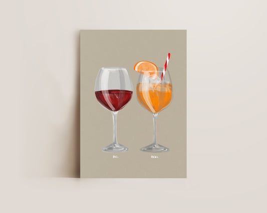 Red Wine & Aperol Spritz Couples Drink Print