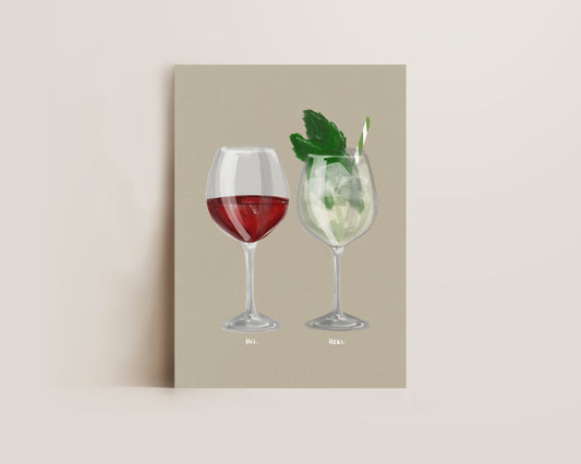 Red Wine & Hugo Spritz Couples Drink Print