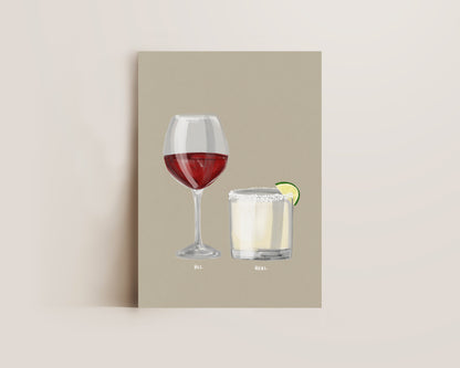 Red Wine & Margarita Couples Drink Print