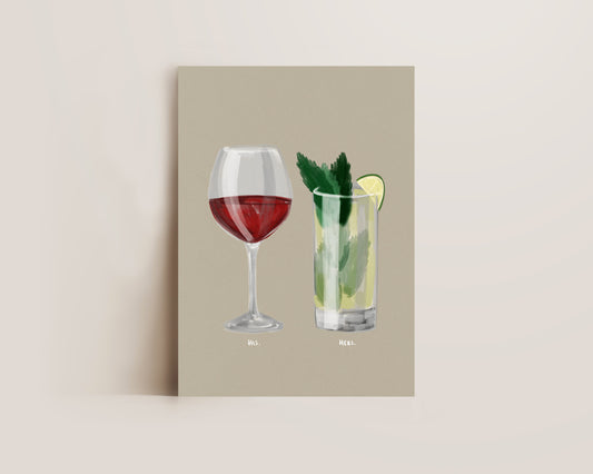 Red Wine & Mojito Couples Drink Print