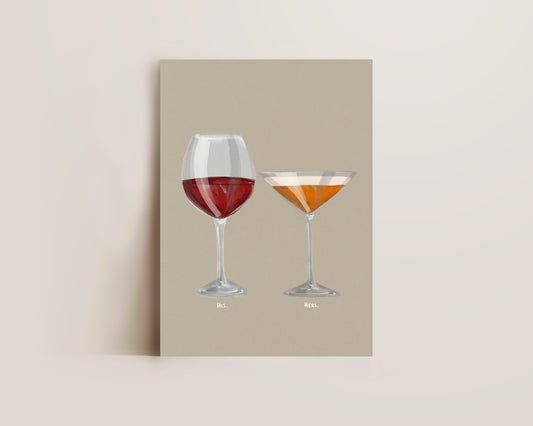 Red Wine & Pornstar Martini Couples Drink Print