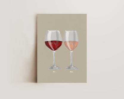Red Wine & Rose Wine Couples Drink Print