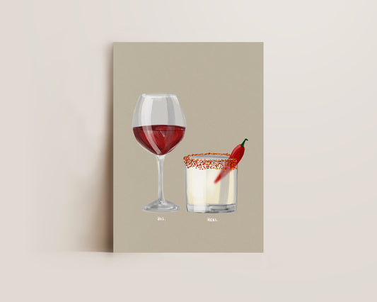 Red Wine & Spicy Margarita Couples Drink Print