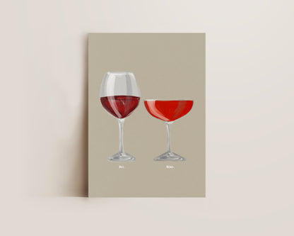 Red Wine & Strawberry Daiquiri Couples Drink Print