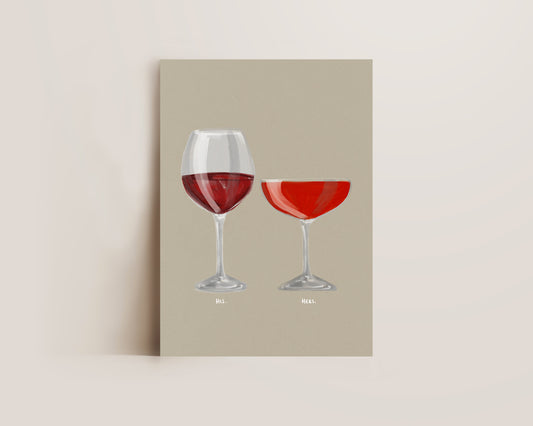 Red Wine & Strawberry Daiquiri Couples Drink Print
