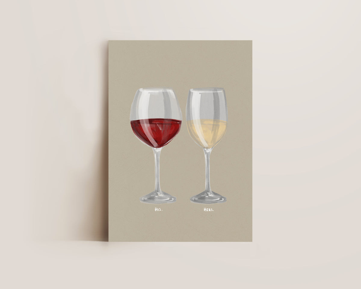 Red Wine & White Wine Couples Drink Print