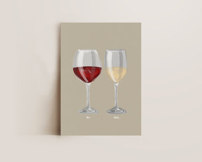 Red Wine & White Wine Couples Drink Print