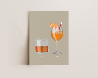 Whisky & Aperol Spritz Couples Drink Print