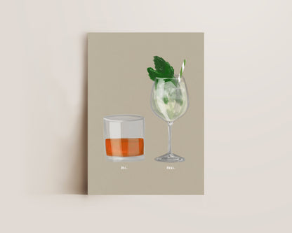 Whisky & Hugo Spritz Couples Drink Print