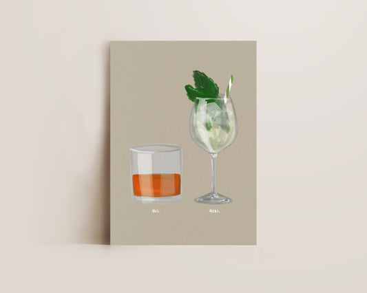 Whisky & Hugo Spritz Couples Drink Print