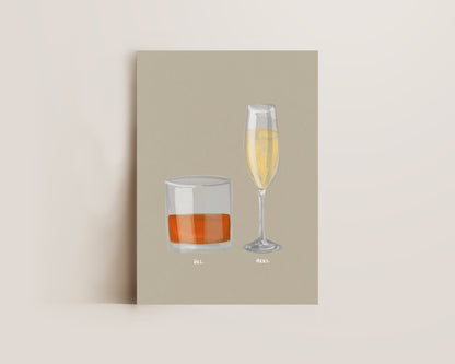 Whisky & Prosecco Couples Drink Print