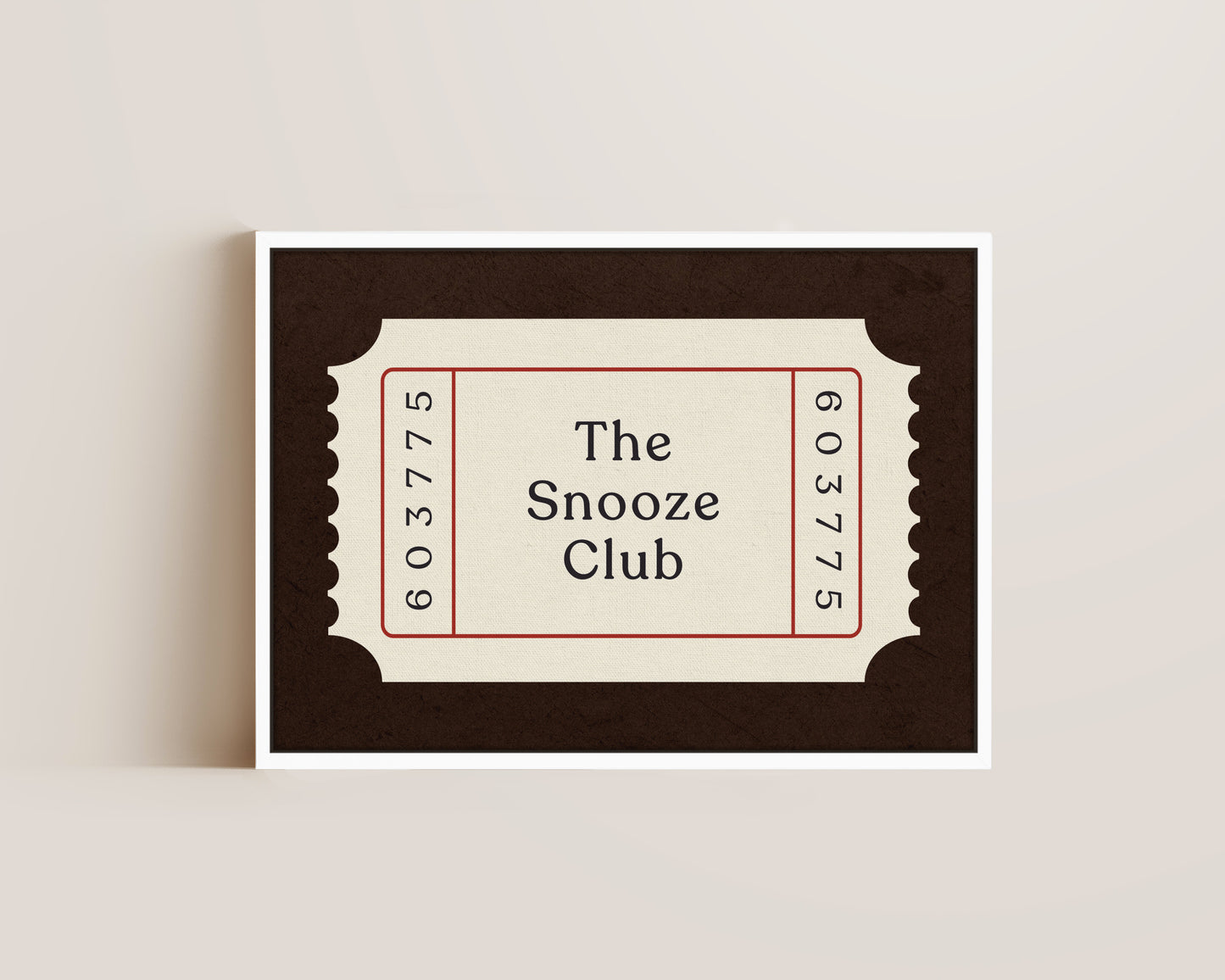 The Snooze Club Ticket Canvas