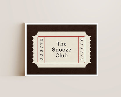 The Snooze Club Ticket Canvas