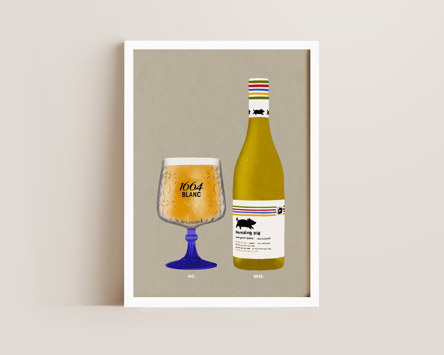 Kronenburg Blanc 1664 Pint & Squealing Pig Wine Print