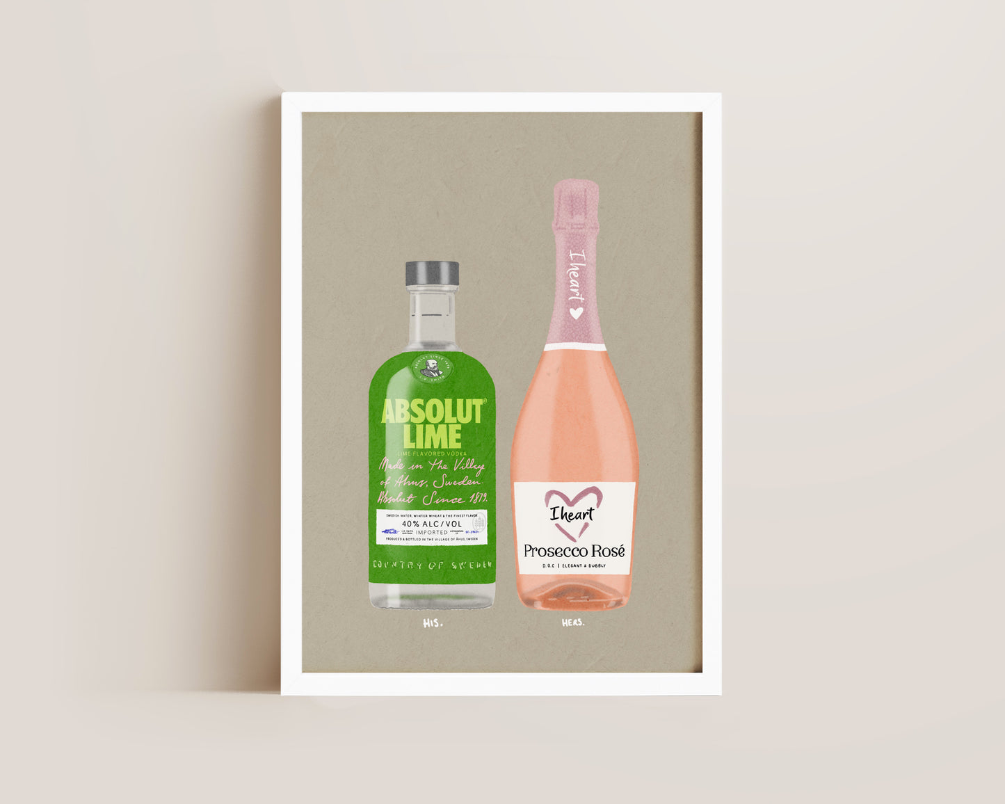 Absolut Lime & I Heart Prosecco Print