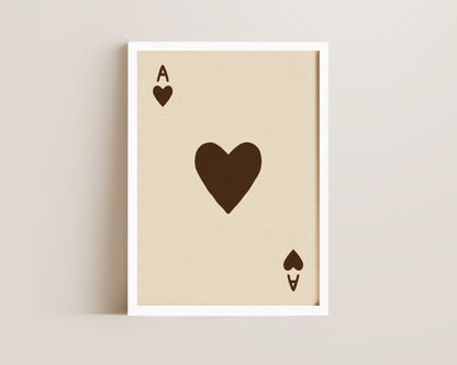 Ace Of Hearts Brown Print