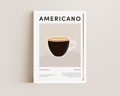 Americano Coffee Recipe Print