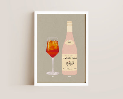 Aperol & Chicken Wine Print