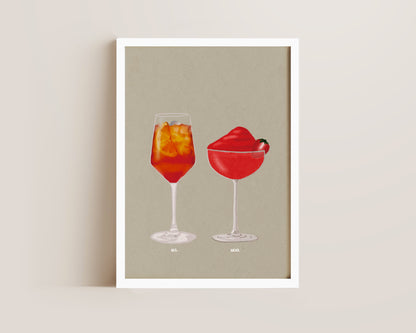 Aperol Spritz & Frozen Strawberry Daiquiri Print