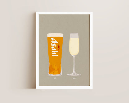 Asahi & Champagne Print
