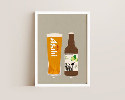 Asahi & Old Mout Kiwi & Lime Print