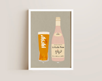 Asahi & Chicken Wine Print