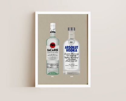Bacardi Rum & Absolut Vodka Print