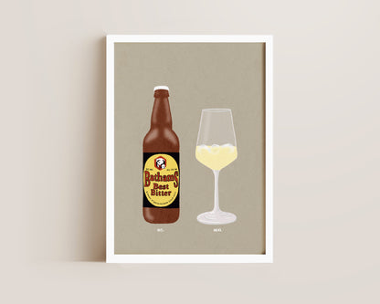 Bathams Bitter & White Wine Print