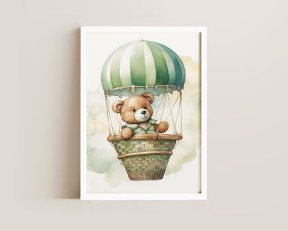 Bear In Hot Air Balloon Print