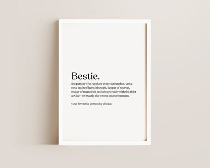 Bestie Definition Print