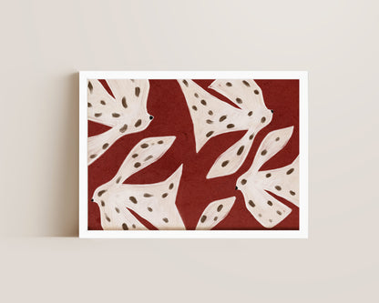 Spotted Birds Folk Art Print