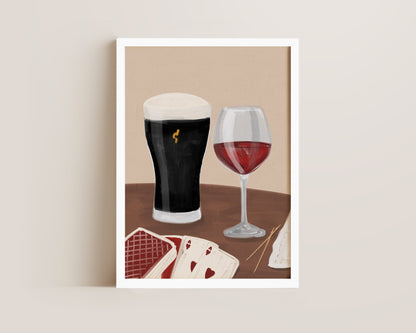 Black Stout & Red Wine Date Night Print