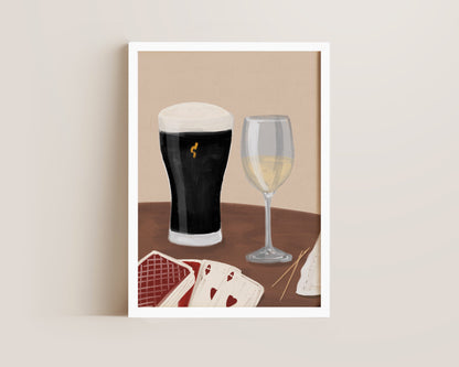 Black Stout & White Wine Date Night Print