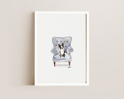 Boston Terrier in Chair Print