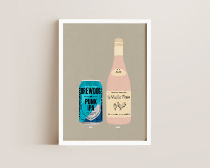 BrewDog & Chicken Wine Print