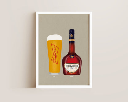 Budweiser Pint & Courvoisier Print
