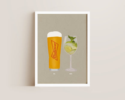 Budweiser Pint & Hugo Spritz Print