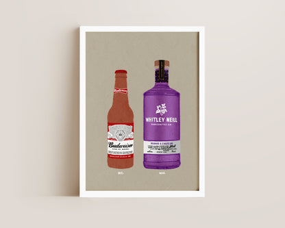 Budweiser & Rhubarb Ginger Gin Print
