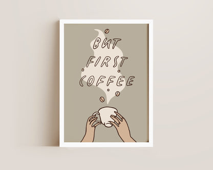 But First Coffee Dainty Green Print