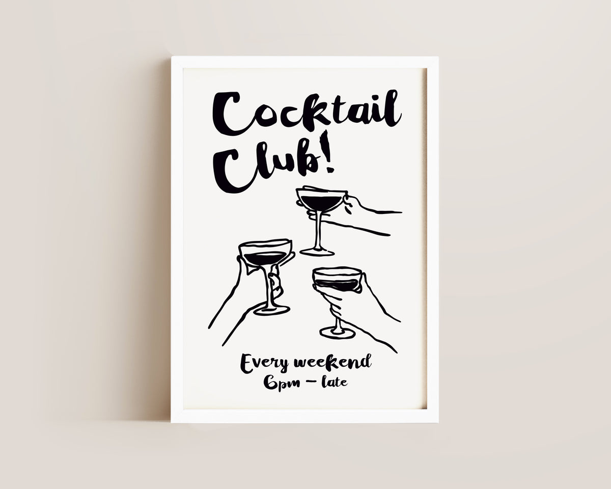 Cocktail Club In Black Print