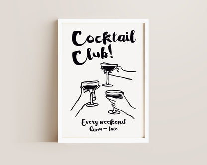 Cocktail Club In Black Print