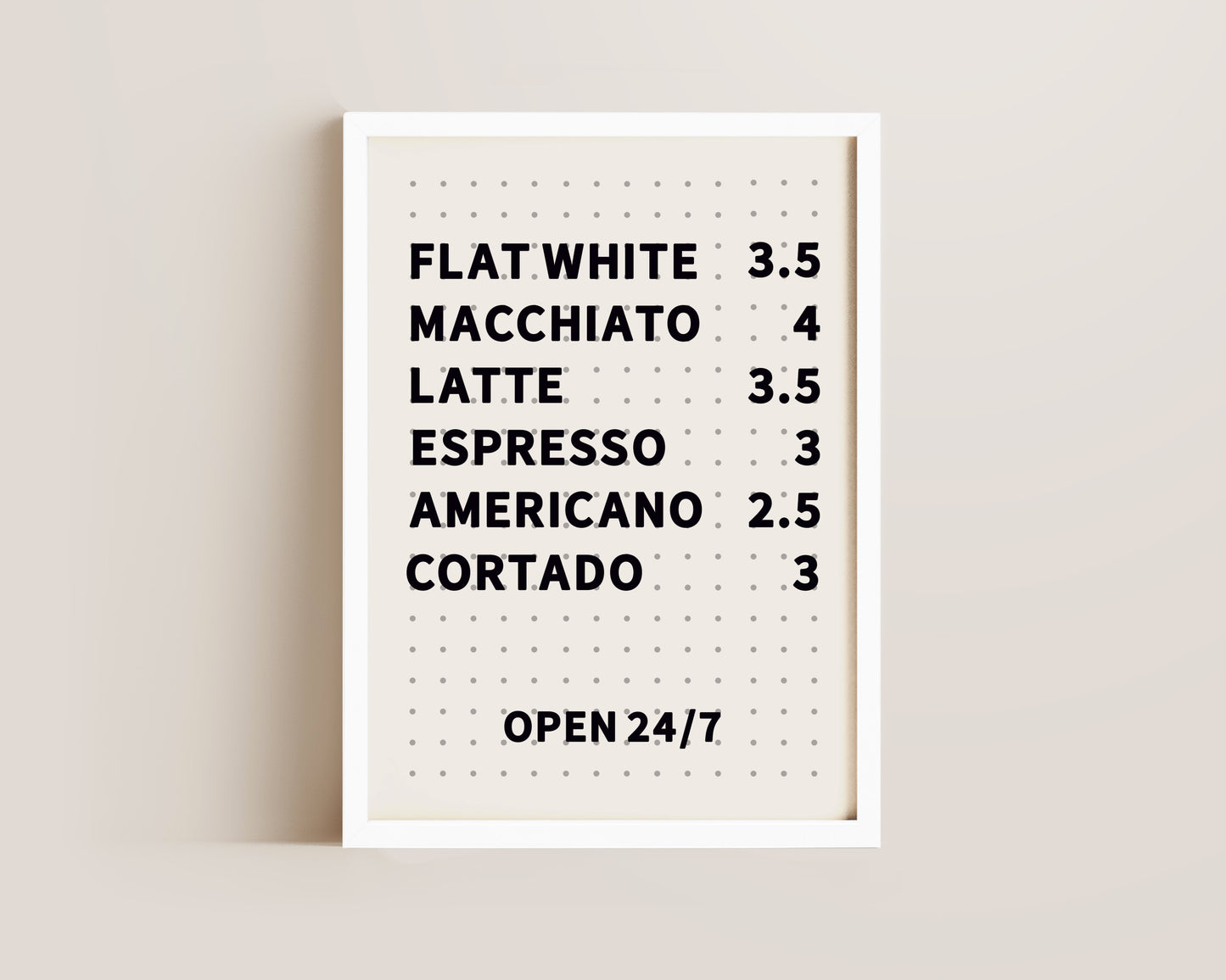 Coffee Menu Board Print