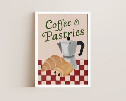 Coffees & Pastries Green Print