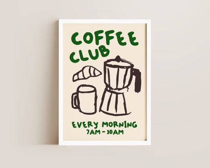 Coffee Club Print In Green
