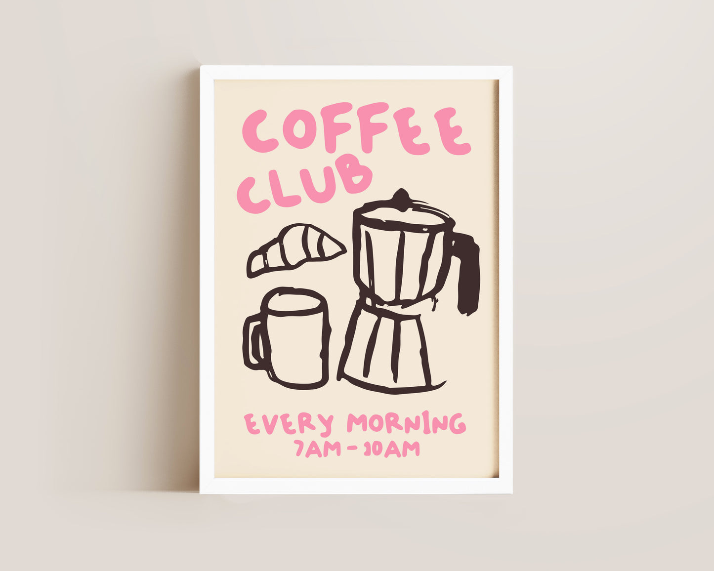 Coffee Club Print In Pink