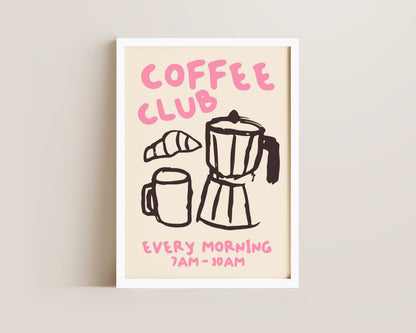 Coffee Club Print In Pink