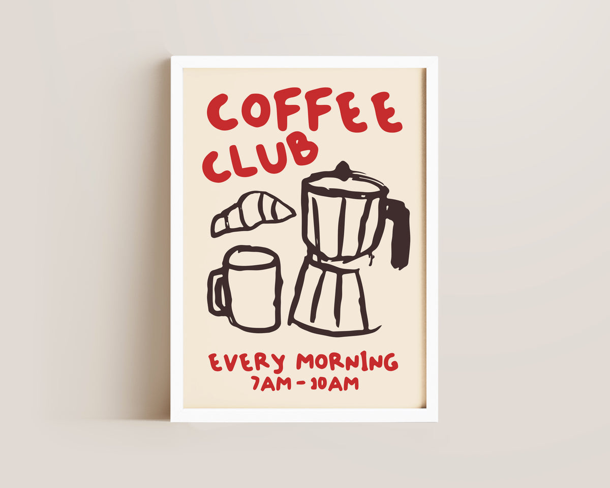 Coffee Club Print In Red