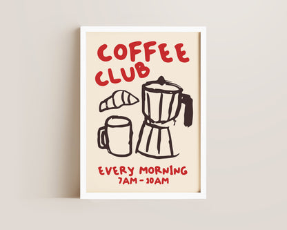 Coffee Club Print In Red